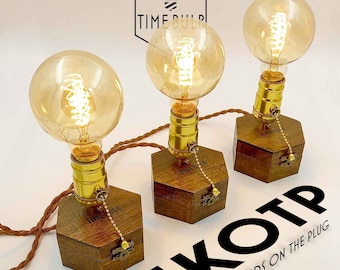 Edison Table Lamp TIMEBULB | Vintage Industrial Home Decoration | Bedside Nightstand Bar Console lighting | Golden Socket Cloth Cord Gift