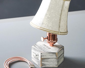 Rosegold Usb Lamp TimeBulb SHADE | Rechargeable Accu Battery Cordless Led Table Light Decor | Wedding Christmas Nightstand Lampshade | Gift