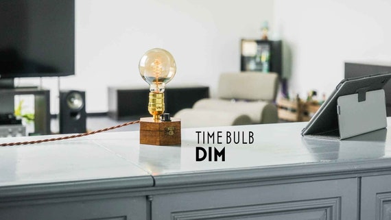 Dimmable Retro Table Lamp TIMEBULB Dim | Bakelite Knob Switch | Gold Edison Bulb | Bedside Nightstand Vintage Industrial Steampunk Home Gift