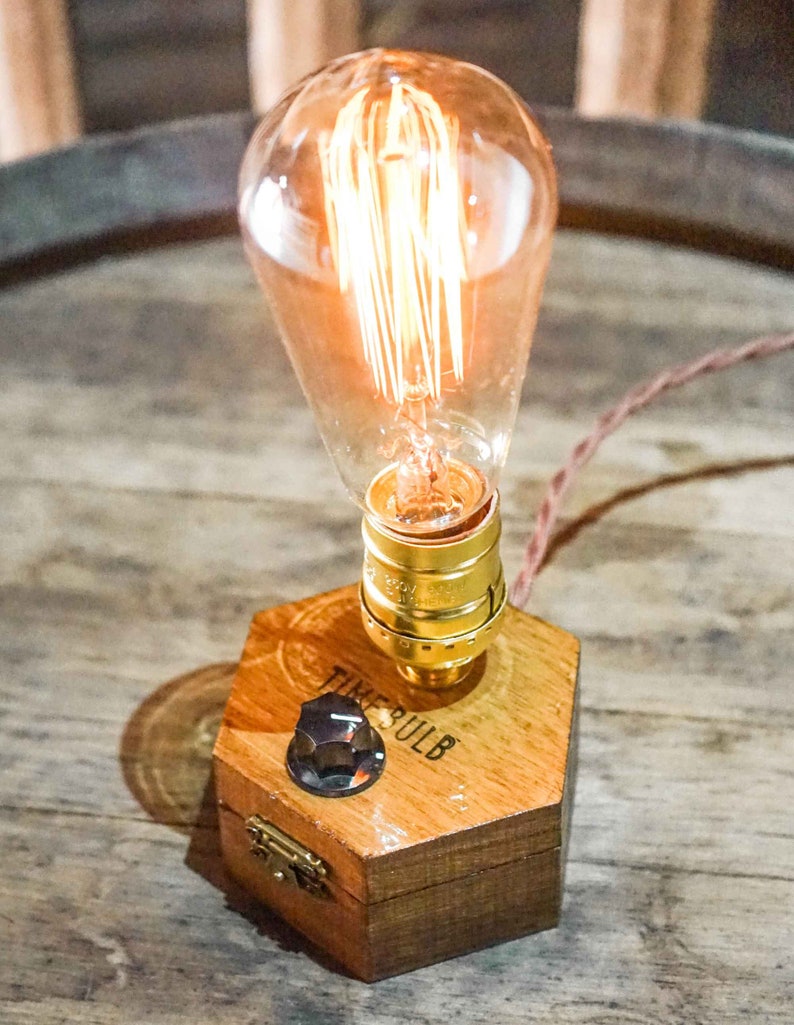 Dimmable Table Lamp TIMEBULB Dim | Bakelite Knob Dimmer Switch | Gold Socket Edison Bulb | Vintage Industrial Steampunk Rustic Home Accessory Gift | Dinner Table Bar Shelf Sideboard Console Lighting