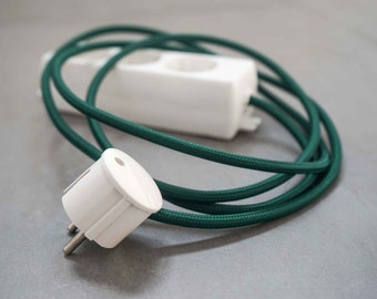Stoffkabel Custom 3x Steckdose | Textilkabel Steckerleiste | Retro Mehrfachsteckdose | Vintage Verlängerungskabel | Weiß | Bakelit Geschenk