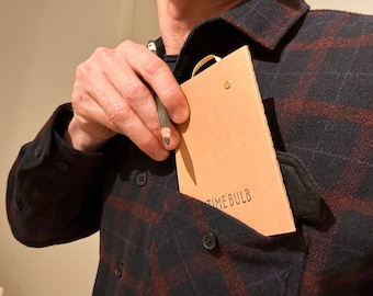 Ab 3,50: Notizheft A6 Natur TIMEBULB Premium Qualität Handgemacht Unliniert Ecru Kraftpapier Gästebuch 4x6 Gold Lesezeichen Geschenk für ihn
