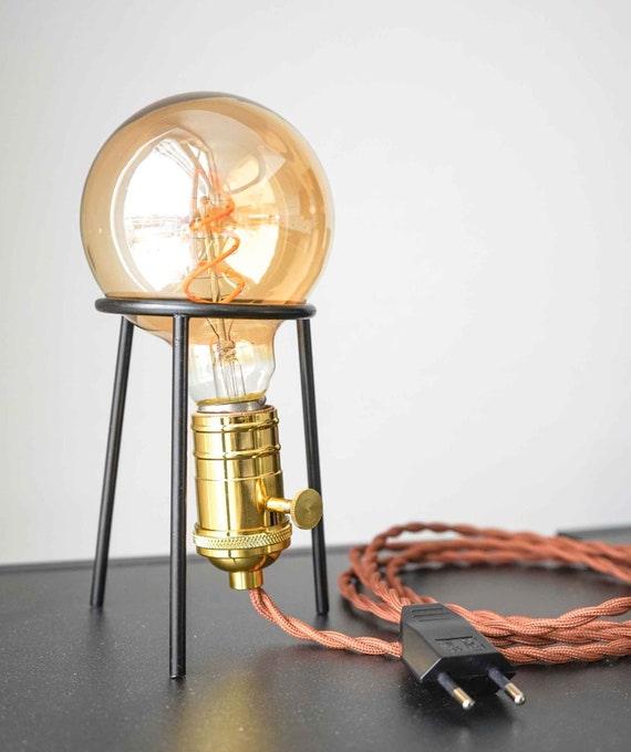 Led Tripod Table Lamp TIMEBULB LAB | Vintage Industrial Laboratory Home Lighting Edison Steampunk Loft Golden Socket E26 E27 Cloth Cord Gift