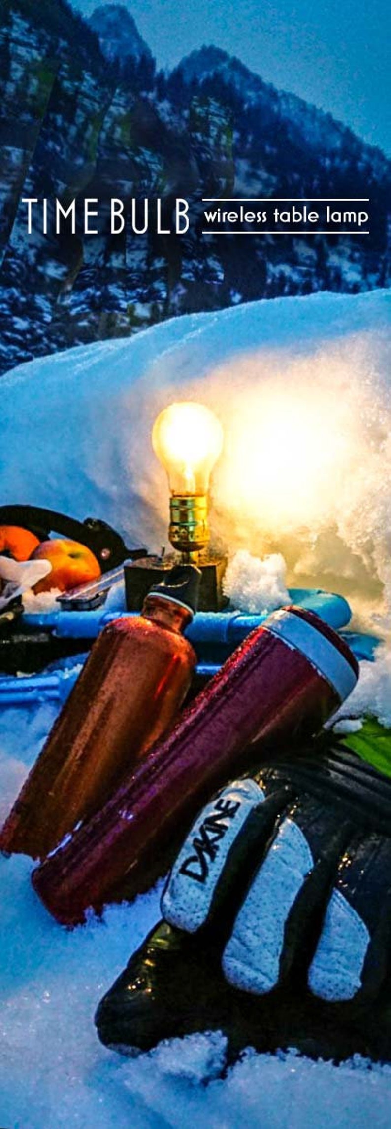 Travel Gadget BEACH Lamp TIMEBULB backpacker vans hiking Portable Lantern accu battery powered wireless table lamp picnic outdoors decor Qi charging cordless Charger Smoked Glass Edison Bulb Gold Socket E27 LED vanlife gift Christmas present candles