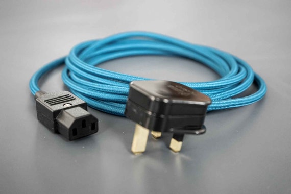 Connector C13 to UK US EU | Gadget Plug IEC320 C13 + Custom Fabric Cable | International Power Supply | Hemp/Textile Cloth Cord | Home Gift