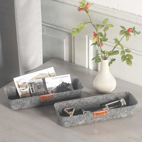 Soft Plate 2-Set UTIL by TIMEBULB | Gray Felt Bowl Creative | Gadget Mobile Smartphone Glasses Watch Keys Pens Stationary | Decor Home Gift