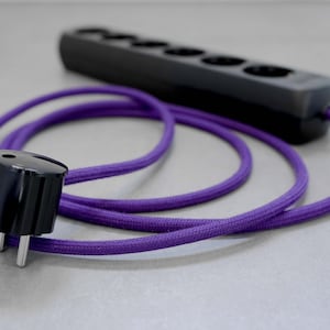 6x Custom Textile Powerstrip | Kawaii Desk Multiple socket | Euro Extension Cloth Cord | Fabric Lamp Cable Black Plug | Bakelite look Gift