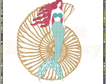 Design embroidery/Embroidery file Mermaid/decoration for a T-shirt/digital file/ embroidery/Undine/