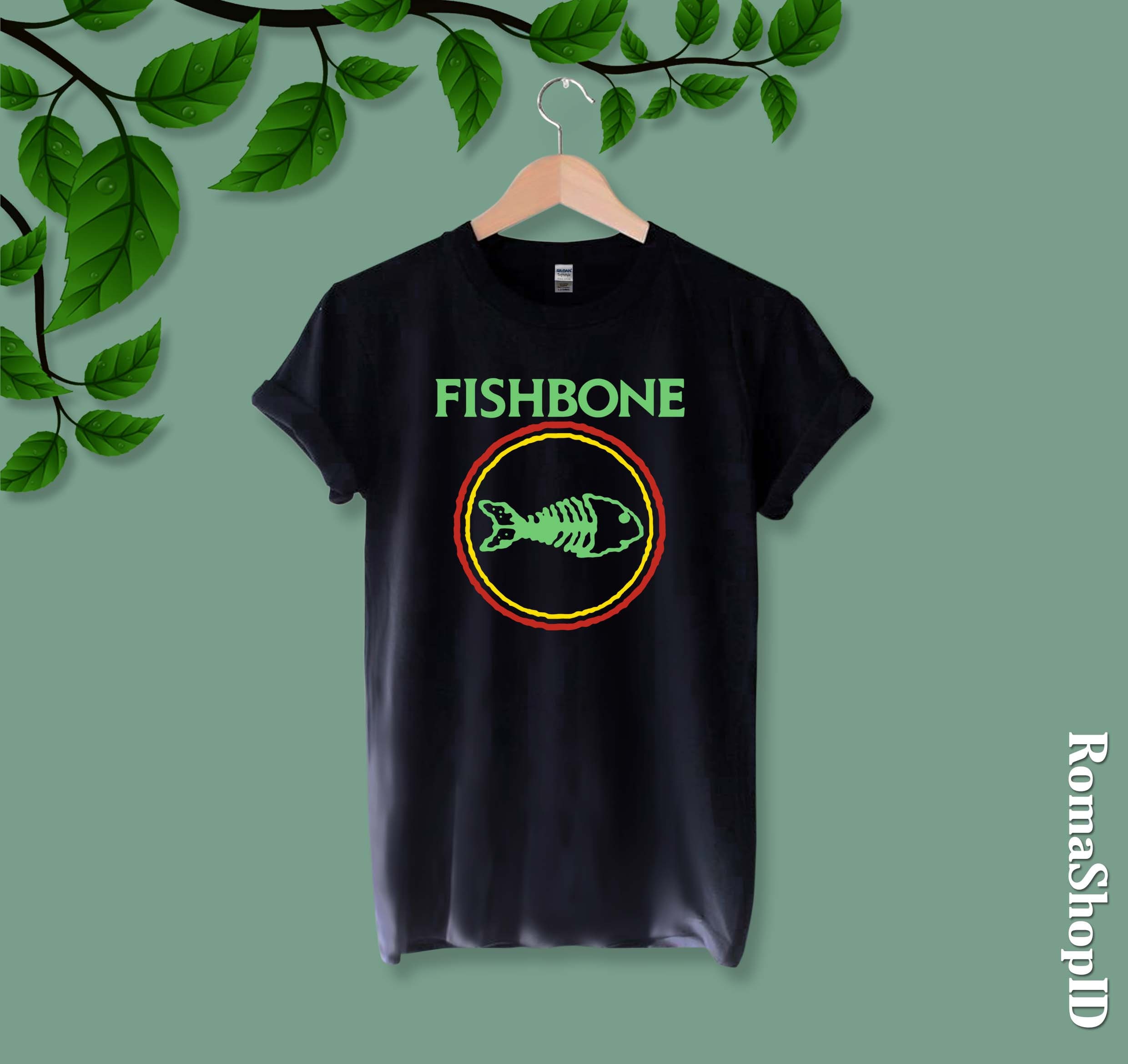 90s fish bone 総柄 Tシャツ vintage-