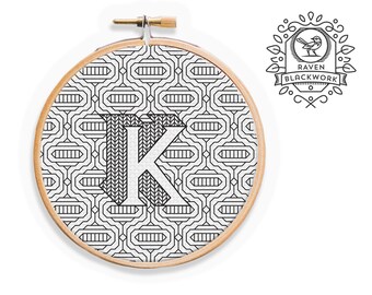 Blackwork Alphabet Letter K