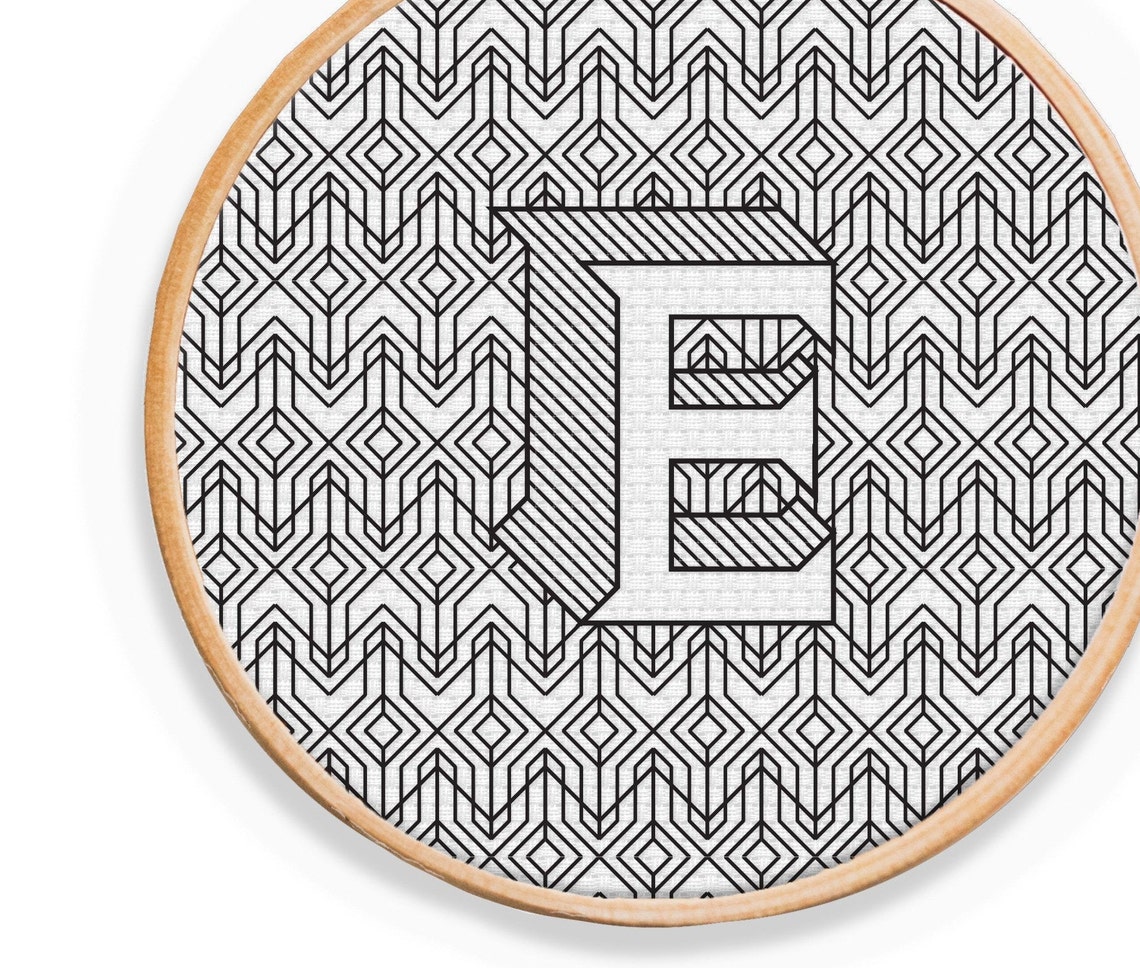 Blackwork Embroidery Pattern - Letter E Embroidery Pattern - Unique ...