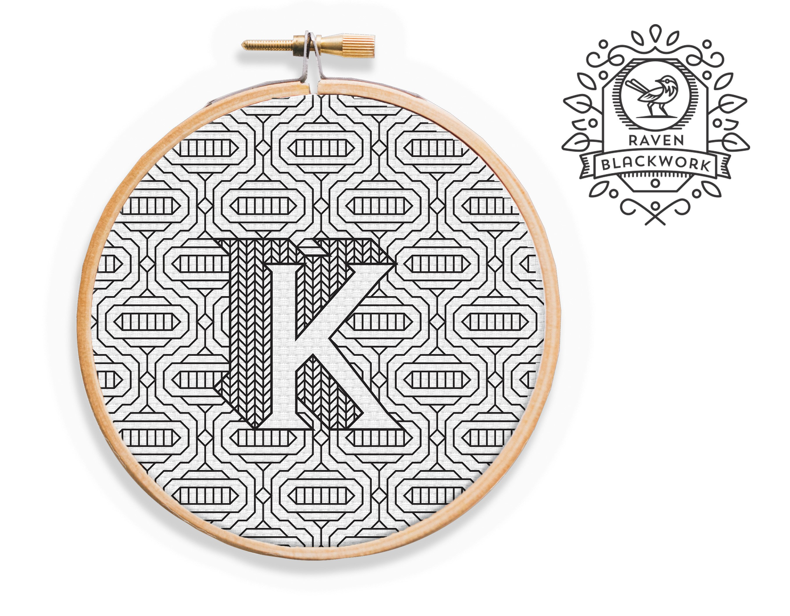 Blackwork Embroidery Pattern Letter K Embroidery Pattern Etsy