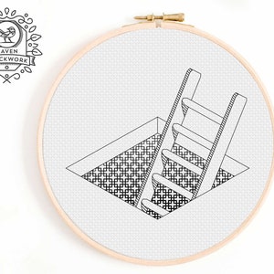 Blackwork Embroidery Pattern - Ladder Embroidery Pattern - Unique Blackwork Pattern of Ladder Descending / Blackwork Chart