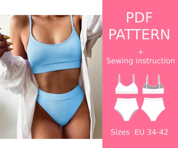 Pattern Set of Underwear, High-rise Panties and Bodice, Swimsuit