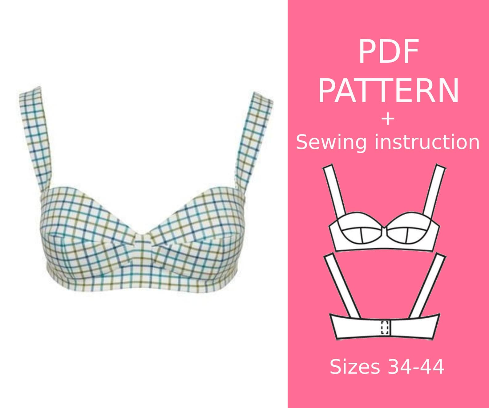 Bustier sewing pattern pdf pattern crop top sewing pattern Etsy