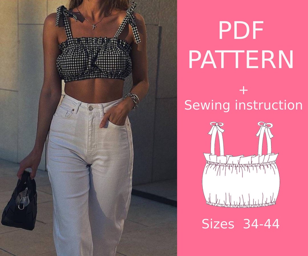 Bandeau Top Pattern With Straps, Pattern Top, Pattern for Beginners