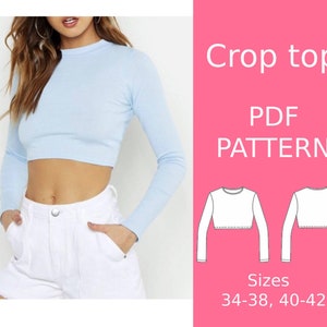 Crop top Schnittmuster, Top Schnittmuster, Schnittmuster, PDF Schnittmuster, Schnittmuster für Frauen, PDF Schnittmuster, Schnittmuster Damen