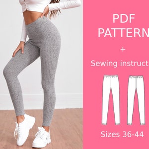 Leggings Pattern, Sewing patterns, pdf pattern, Sewing Patterns for Women, Pants Pattern PDF, easy pattern, sports pants, pattern of pants