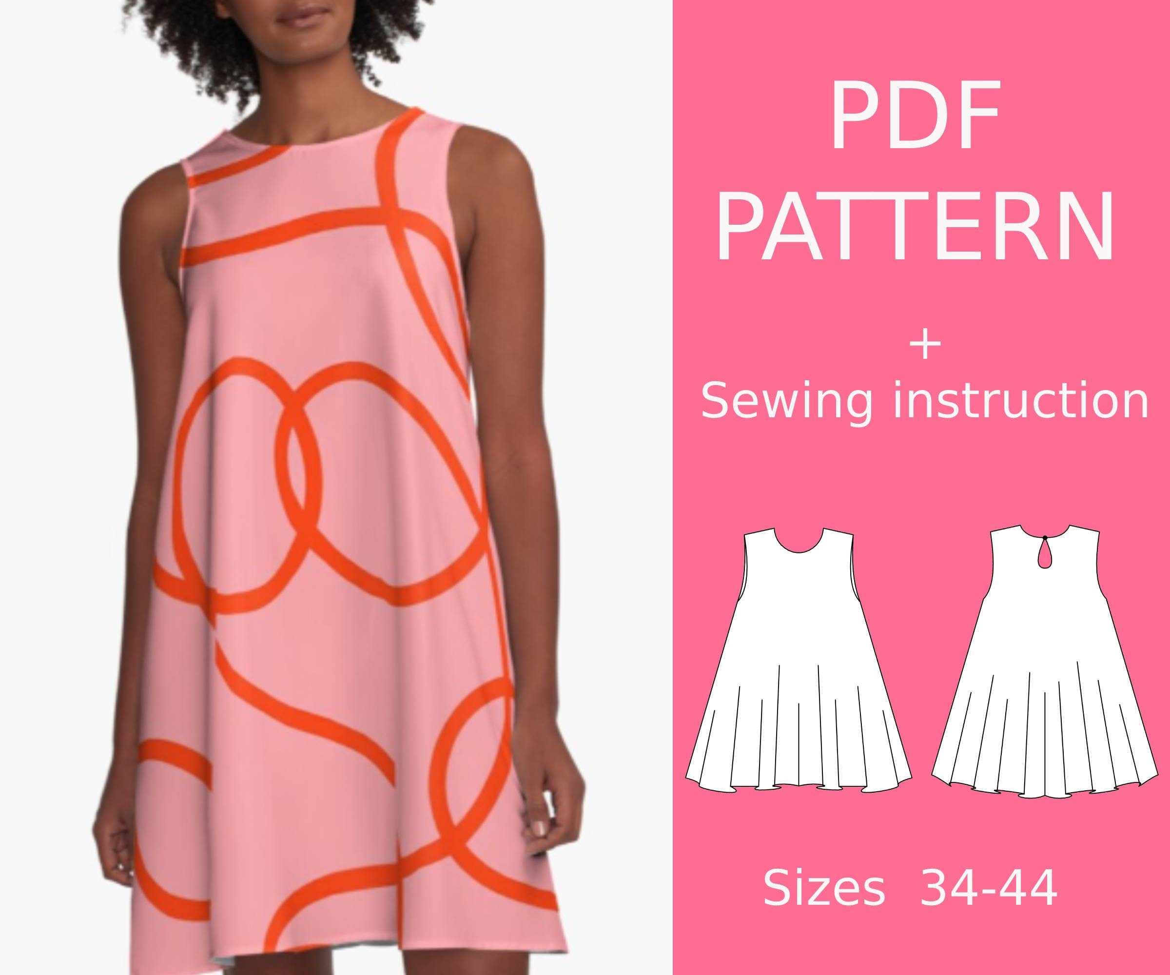 Trapeze Dress Sewing Pattern, Dress Pattern, Aline Dress Pattern