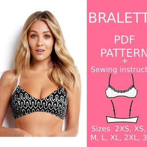 Delvine Bralette PDF sewing pattern: high neck bra for low stretch fabrics