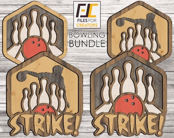 Arquivos de corte a laser para pacote de boliche: SVG DXF CNC Glowforge Ready