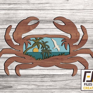 Krabbe / Strand Laserschnitt, svg dxf Dateien. Cnc-Dateien für Holz. Glowforge bereit Abziehbild Vorlage für cnc-Ausschnitte. Vektordatei