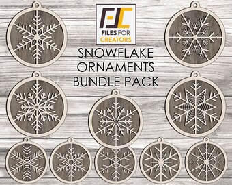 Laser Cut Snowflake Christmas Ornaments: CNC Files, Glowforge Ready (SVG/DXF)