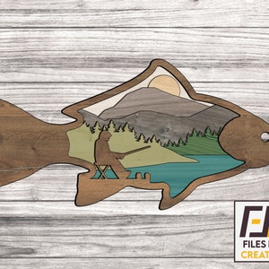 Decoración de pared de pesca svg, pesca de carpa svg, pesca láser en capas svg, regalo amante de la pesca, regalo para pescador, para marido, regalos de jubilación