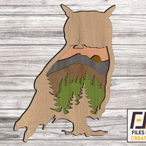 Uil lasergesneden, SVG DXF-bestanden. Cnc-bestanden voor hout. kunst aan de muur, stickersjabloon voor cnc-snijden. Vectormodel.