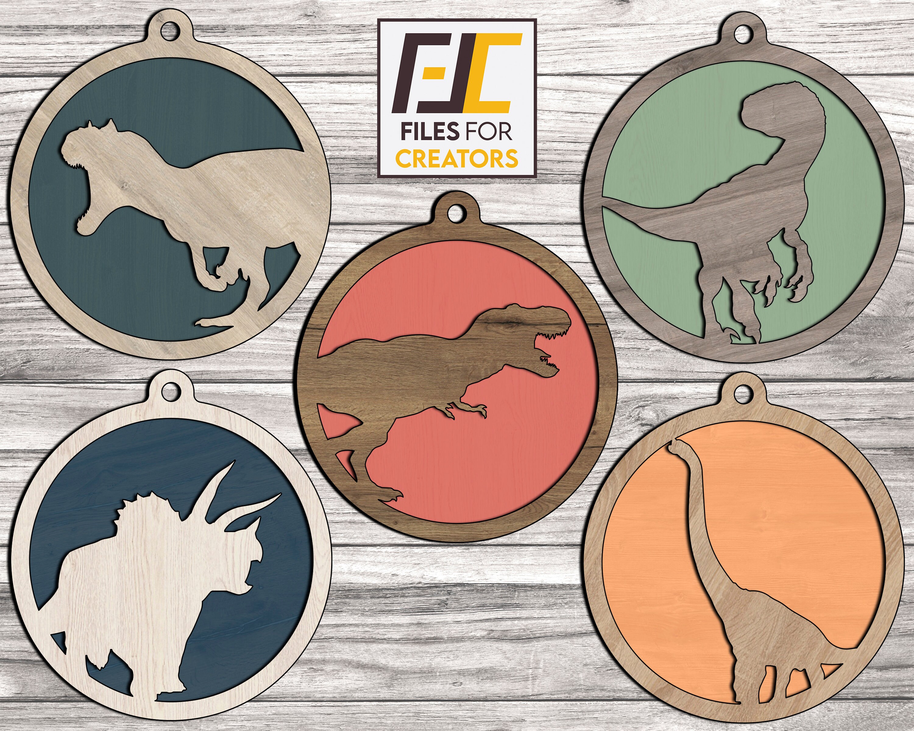 Dinosaur Ornaments Laser Cut Svg Dxf Files. Cnc Files for Etsy