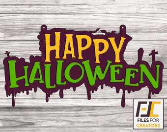 Happy Halloween Door Hanger Laser Cut CNC Files (SVG/DXF)