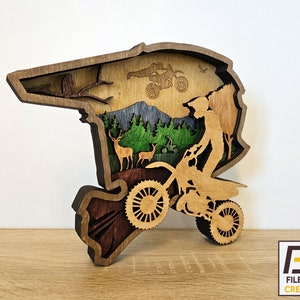 Motocross Racing Laser Cut SVG, DXF Datei - Instant Download für DIY Holzbearbeitungsprojekte und Kunsthandwerk