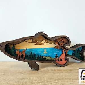Bass fishing laser cut SVG, DXF File - Instant Download for DIY Woodworking Projects and Crafts