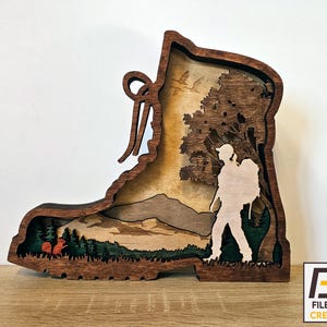Wandelschoen lasergesneden dxf-, SVG- en DXF-bestand - direct downloaden voor doe-het-zelf-houtbewerkingsprojecten en -ambachten