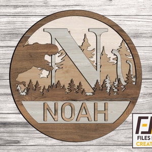 Multi-Layer Dinosaur monogram Laser Cut Files / SVG DXF CNC files for wood / Glowforge ready Decal template