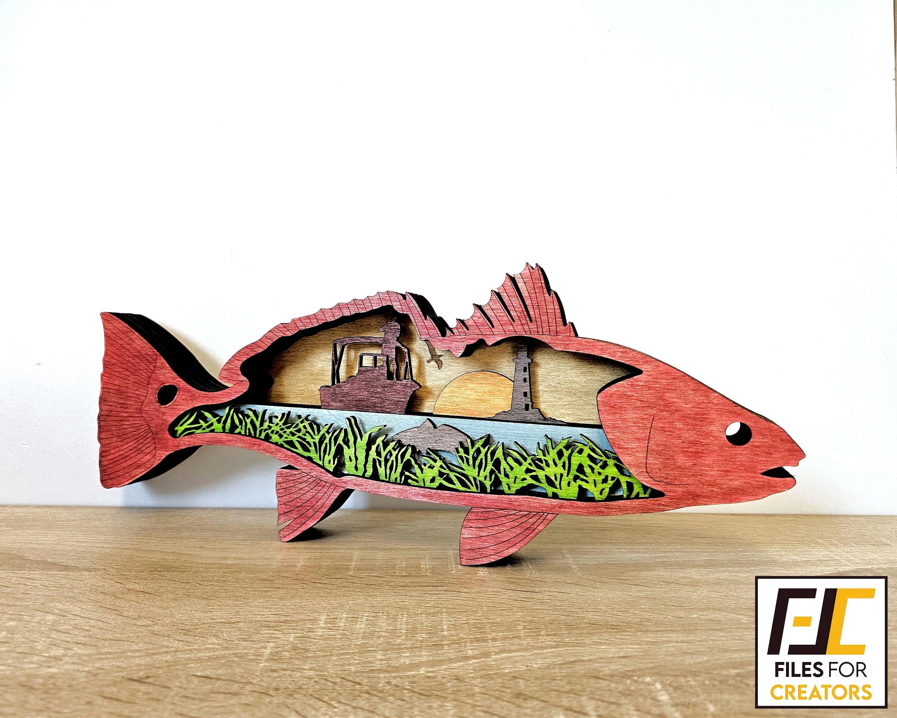 Redfish / Channel Bass laser cut SVG, DXF File - Instant Download for DIY Woodworking Projects and Crafts