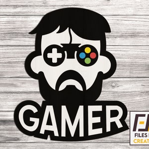Gamer laser cut files and vector cutting plan for multi layer wall decor. pdf,dxf,svg files, INSTANT DOWNLOAD