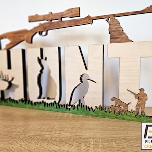 Jagdschild Laser Cut SVG, DXF Datei - Instant Download für DIY Holzbearbeitungsprojekte und Kunsthandwerk