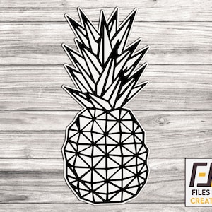 Può includere: Design geometrico di ananas in bianco e nero. L'ananas è composto da triangoli e presenta un design dettagliato e intricato.