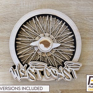 Low Rider Rim, East Coast, West Coast lasergesneden SVG, DXF-bestand - Instant Download digitale kunst voor DIY houtbewerkingsprojecten en ambachten