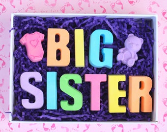 Big Sister Gift Baby Reveal Sidewalk Chalk - Big Sibling New Baby Pregnancy Announcement Gift for Kids