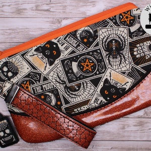 Tarot Cards Zipper Clutch with Wrist Strap and Charm