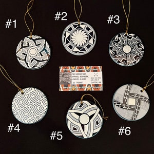 Décorations de Noël en céramique Navajo, noires et blanches
