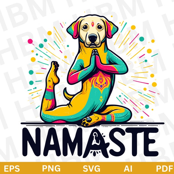 Dog Yoga PNG Clipart, Namaste SVG Gift, Mindful Canine, Puppy Zen Master EPS, Stretching Pooch, Peaceful Poses, Inner Peace Digital Download