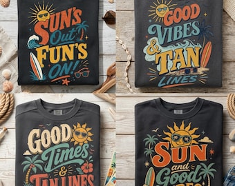 Pakiet Retro Summer PNG, sublimacja w stylu vintage z wakacjami, grafika z cytatami o słońcu w stylu vintage (pobieranie cyfrowe)