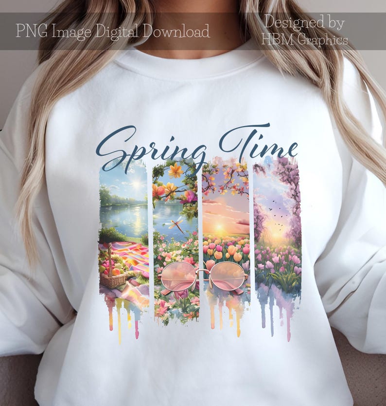 Spring Time Brush Stroke PNG, Floral Picnic Sublimation, Tulip Garden ...