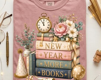 新年、もっと本を読もう PNG、本好きのための昇華プリントデザイン、読書好きのためのシャツグラフィック（デジタルダウンロード）
