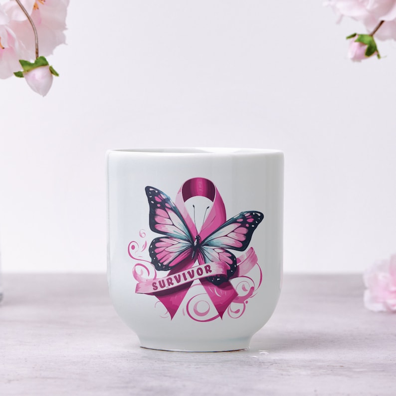 Breast Cancer Survivor, PNG Sublimation, Pink Butterfly, Breast Cancer