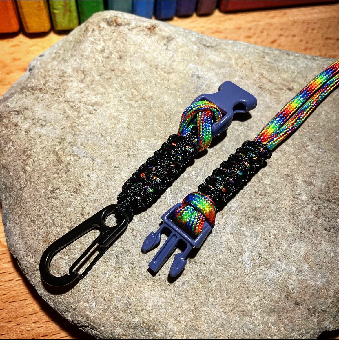Rainbow Paracord Adjustable Lanyard Etsy