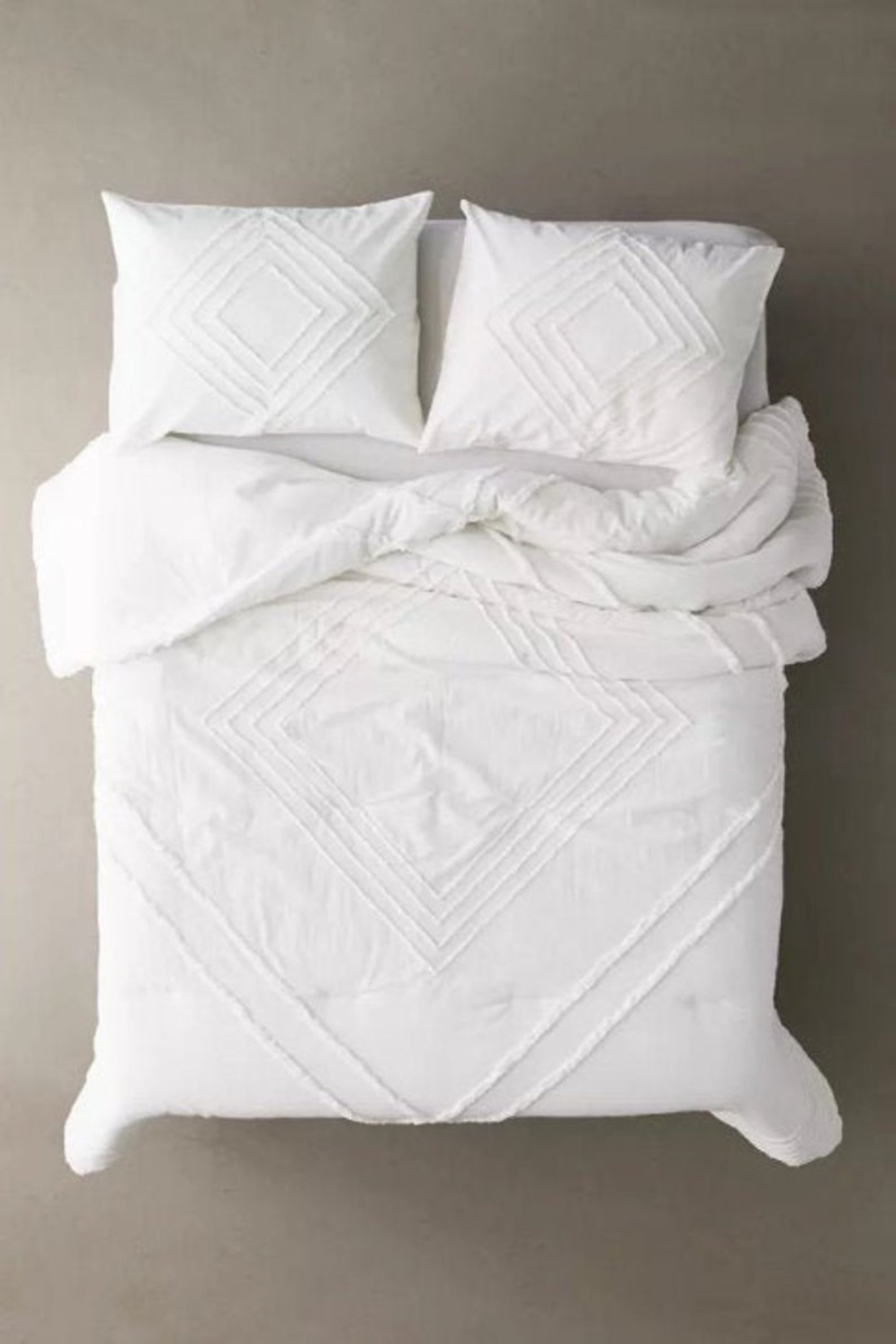 3piece White Tufted Cotton Duvet Cover set Luxury Tufted Boho Etsy